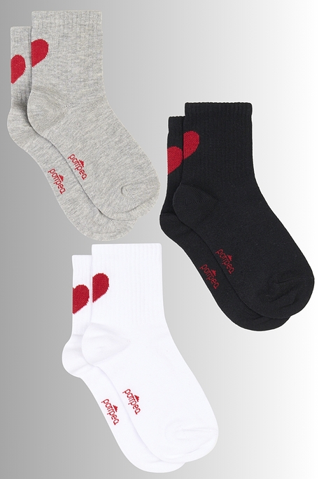 GIRL RIBBED WARM COTTON SOCKS WITH VALENTINE HEART AT BACK-CZ BIMBA SKIPPER