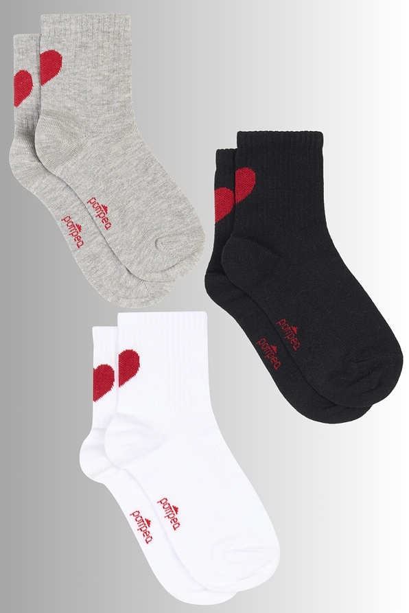 GIRL RIBBED WARM COTTON SOCKS WITH VALENTINE HEART AT BACK-CZ BIMBA SKIPPER