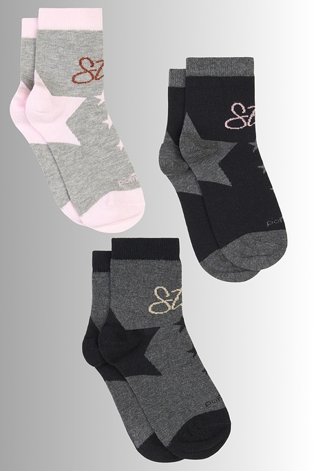 GIRL WARM COTTON SOCKS WITH BACK STAR AND LAME LETTERING-CZ BIMBA STARLIGHT