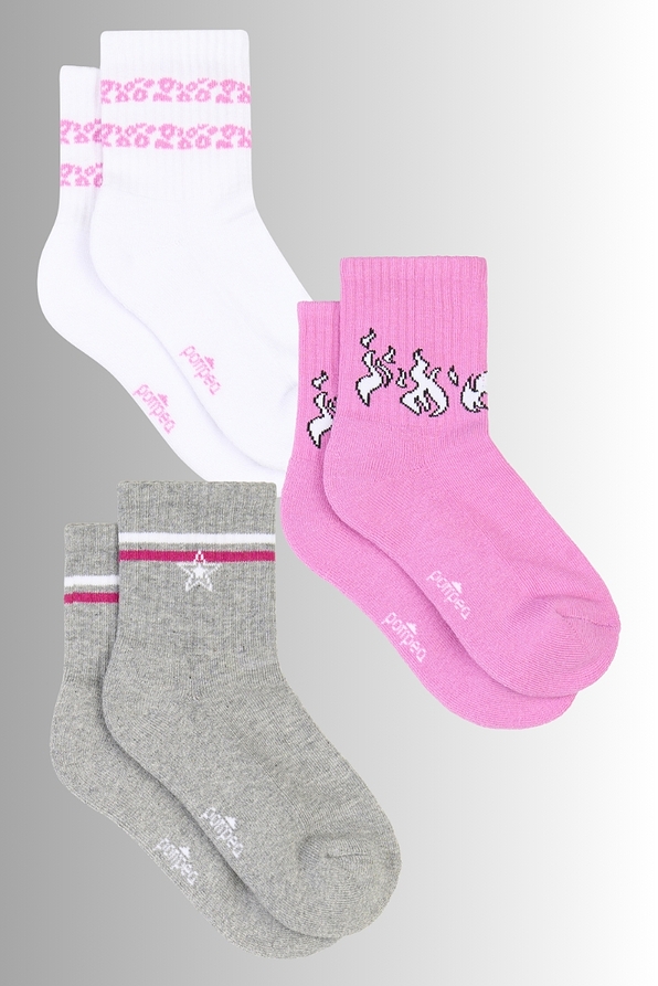 KIDS SPORTS TENNIS TERRY-COTTON SOCKS WITH STRIPES ANIMAL OR FLAMES PATTERN-CZ TENNIS MARGOT