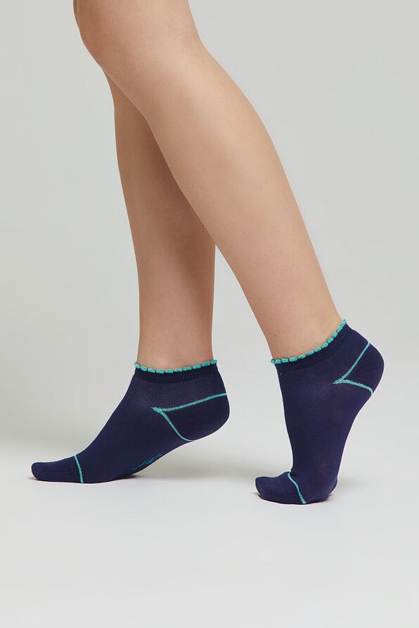 WOMAN COMBED COTTON FASHION LOW-CUT SOCKS WITH CONTRASTING SCALLOPS AND STRIPES WITH LAMΘ-MCZ DIVA