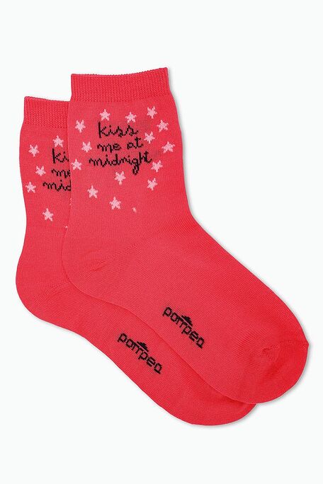 GIRL MERCERIZED COTTON SOCKS WITH DESIGNS AND JACKARD WORDINGS-CZ ASTRA