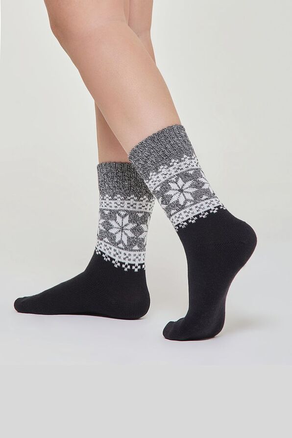 WOMAN HEAVY COTTON NORMAL SOCKS ON LEG ULTRA SOFT WARM AND ELASTIC WITH NORWEGIAN PATTERN-CZ TRENTO