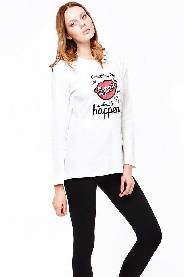 PJ PIEVE WOMAN LONG COTTON FELPA PYJAMAS WITH PRINT AND LEGGINGS