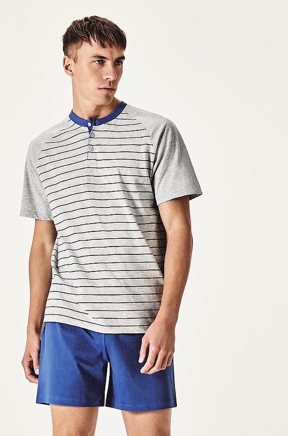 PJ ALBARELLA - ΑΝΔΡΙΚΗ ΒΑΜΒΑΚΕΡΗ ΠΥΤΖΑΜΑ ΜΕ ΜΑΝΙΚΙ ΚΑΙ ΒΕΡΜΟΥΔΑ