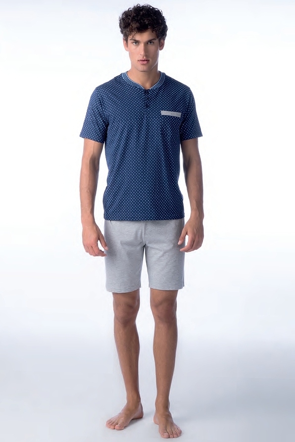 MAN SHORT COTTON PYJAMAS PLAIN BERMUDA AND SERAPH TOP WITH POCKET-PJ CRIPTO