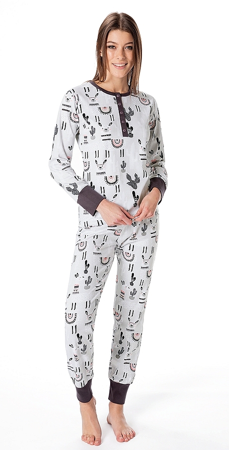 CECILIA- WOMEN COTTON FASHION LONG PYJAMAS WITH MOTIF
