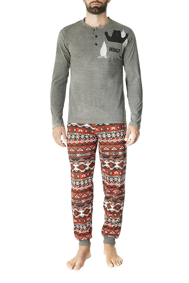 POMPEA EDGAR - ΑΝΔΡΙΚΗ ΒΑΜΒΑΚΕΡΗ INTERLOCK ΠΥΤΖΑΜΑ, ΜΑΚΡΥ ΜΑΝΙΚΙ ΚΑΙ ΣΧΕΔΙΟ ΑΡΚΟΥΔΟ