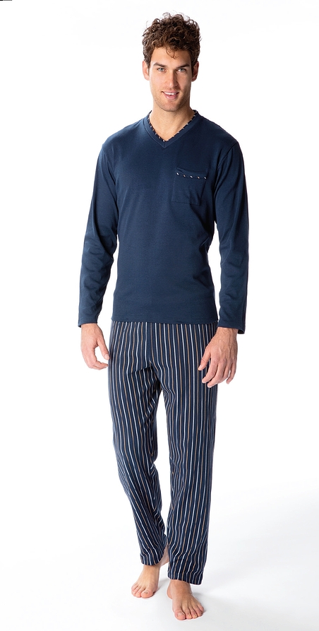 POMPEA MARTIN - BLUE/WHITE STRIPES PATTERN COTTON PYJAMAS