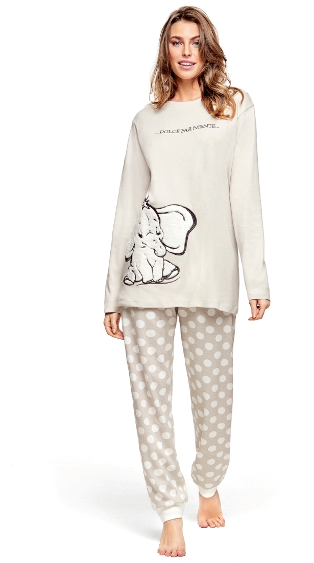 POMPEA DELICE - ΓΥΝ. ΒΑΜΒΑΚΕΡΗ INTERLOCK ΠΥΤΖΑΜΑ  ΜΕ ΜΑΚΡΥ ΜΑΝΙΚΙ, ΕΛΕΦΑΝΤΑΚΙ ΣΤΗ ΜΠΛΟΥΖΑ & ΠΟΥΑ ΠΑΝΤΕΛΟΝΙ