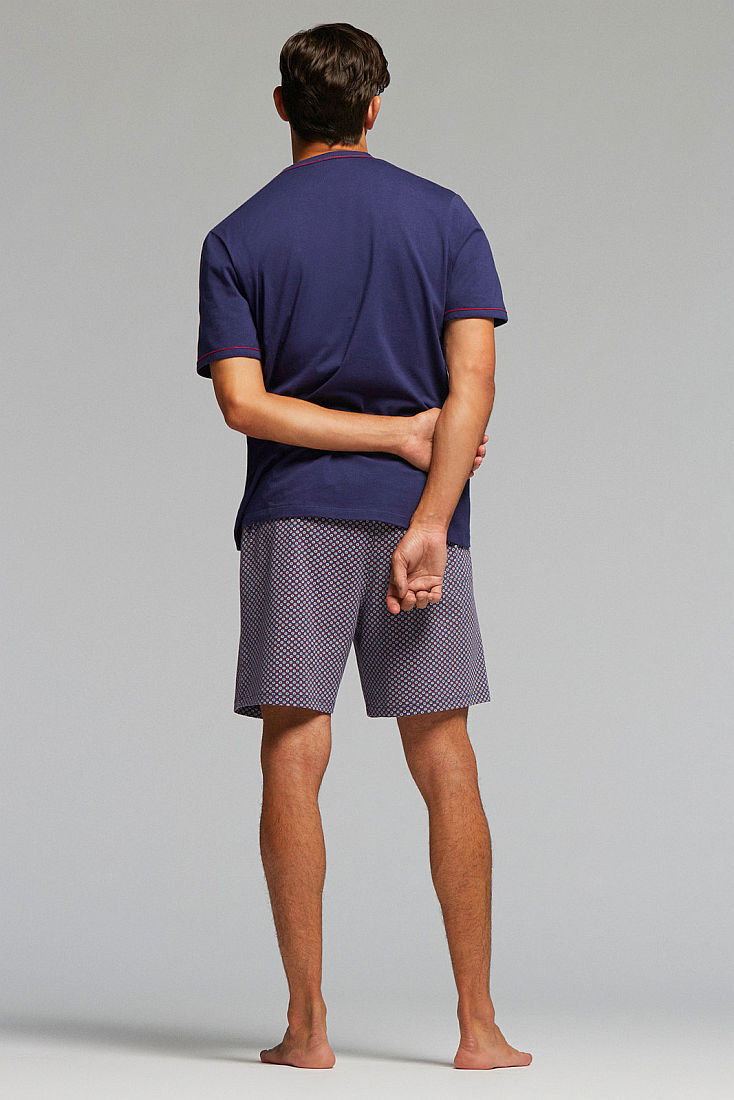 PJ EROS ΑΝΔΡΙΚΗ ΒΑΜΒΑΚΕΡΗ ΠΥΤΖΑΜΑ ΜΕ ΚΟΝΤΟ ΜΑΝΙΚΙ V ΛΑΙΜΟ ΤΣΕΠΑΚΙ ΚΑΙ ΣΟΡΤΣ ΜΕ ΠΟΥΑ ΣΧΕΔΙΟ