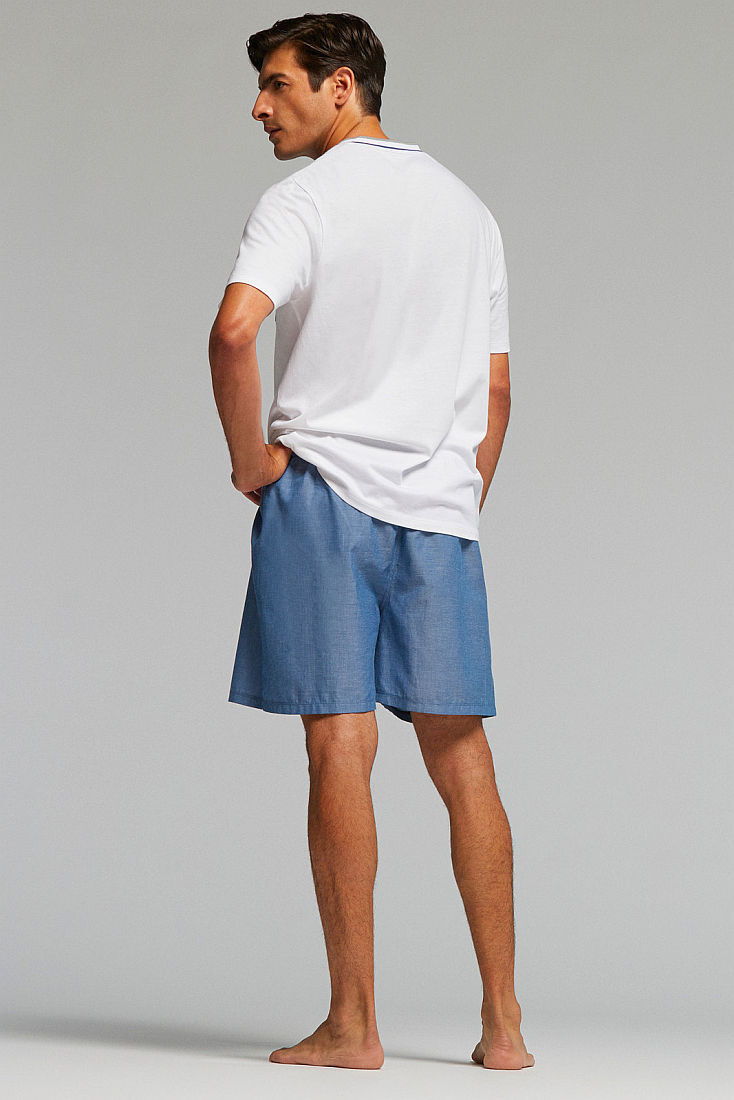 PJ ZEUS ΑΝΔΡΙΚΗ ΒΑΜΒΑΚΕΡΗ ΠΥΤΖΑΜΑ ΚΟΝΤΟ ΜΑΝΙΚΙ ΠΑΤΙΛΕΤΑ ΤΣΕΠΑΚΙ ΚΑΙ ΣΟΡΤΣ ΜΕ ΣΧΕΔΙΟ ΨΑΡΟΚΟΚΚΑΛΟ