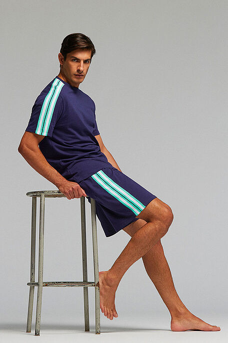 PJ DIONISIO MAN COTTON PYJAMAS. T-SHIRT ROUND NECK AND POCKET SOLID COLOR. SHORTS IN SOLID COLOR FAB
