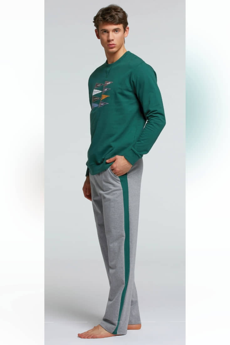 PJ PRIMITIVO ΑΝΔΡΙΚΗ ΒΑΜΒΑΚΕΡΗ INTERLOCK ΠΙΤΖΑΜΑ ΜΟΝΟΧΡΩΜΗ ΜΠΛΟΥΖΑ ΜΕ ΛΑΙΜΟΚΟΨΗ ΚΑΙ ΕΚΤΥΠΩΣΗ ΚΑΙ ΠΑΝΤΕΛΟΝΙ ΜΟΝΟΧΡΩΜΟ ΜΕ ΡΙΓΑ ΣΤΟ ΠΛΑΊ ΙΔΙΟ ΧΡΩΜΑ ΜΕ ΜΠΛΟΥΖΑ ΚΑΙ ΠΛΑΪΝΕΣ ΤΣΕΠΕΣ