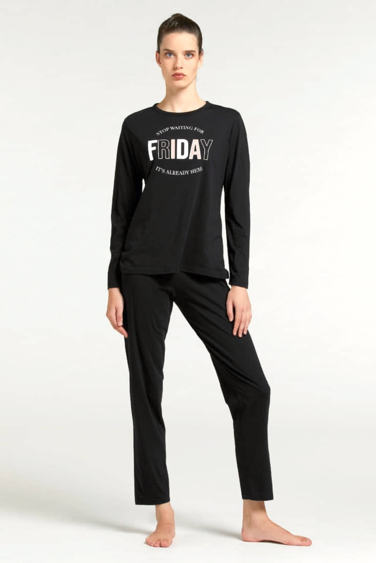 PJ LILY ΓΥΝΑΙΚΕΙΑ ΒΑΜΒΑΚΕΡΗ ΖΕΡΣΕΪ ΠΙΤΖΑΜΑ ΜΟΝΟΧΡΩΜΗ ΜΕ ΕΚΤΥΠΩΣΗ ΛΑΙΜΟΚΟΨΗ ΚΑΙ ΠΑΝΤΕΛΟΝΙ ΑΝΟΙΧΤΟ ΣΤΟ ΚΑΤΩ ΜΕΡΟΣ