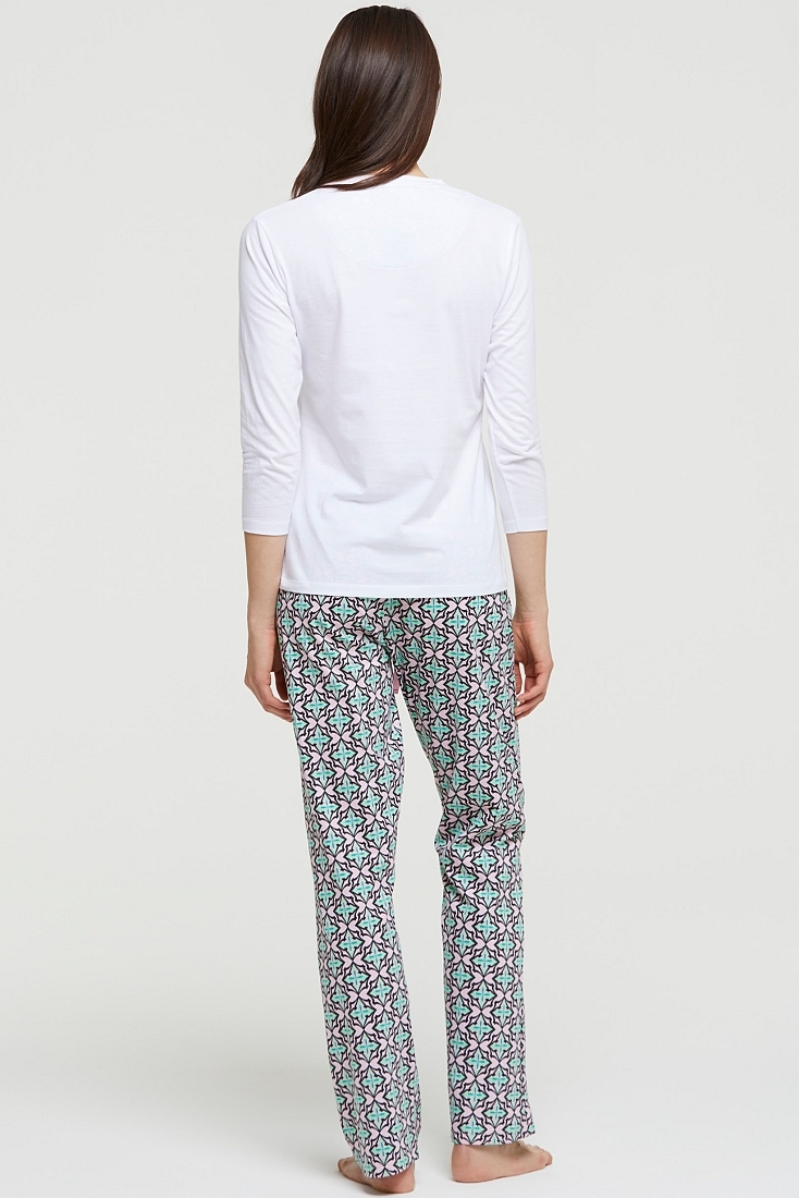 ΓΥΝΑΙΚΕΙΑ ΜΑΚΡΙΑ ΒΑΜΒΑΚΕΡΗ ΠΙΤΖΑΜΑ ΜΕ ΓΕΩΜΕΤΡΙΚΟ ΣΧΕΔΙΟ ΤΟ ΠΑΝΤΕΛΟΝΙ - FLAVIA