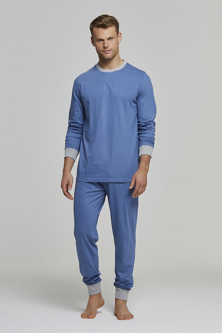 ΑΝΤΡΙΚΗ ΜΑΚΡΙΑ ΒΑΜΒΑΚΕΡΗ ΠΙΤΖΑΜΑ ΜΟΝΟΧΡΩΜΗ ΜΕ ΑΝΤΙΘΕΣΗ ΣΤΙΣ ΜΑΝΣΕΤΕΣ-HARRY SUM