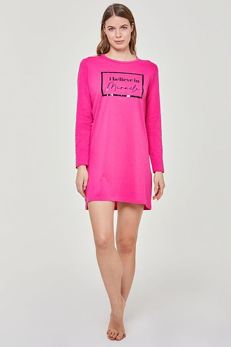 WOMAN MIDI COTTON NIGHTDRESS WITH PRINT VELVET-EFFECT FLOCK, METALIZED OR RAISED DEPENDING ON THE COLOR - ND VALERIANA