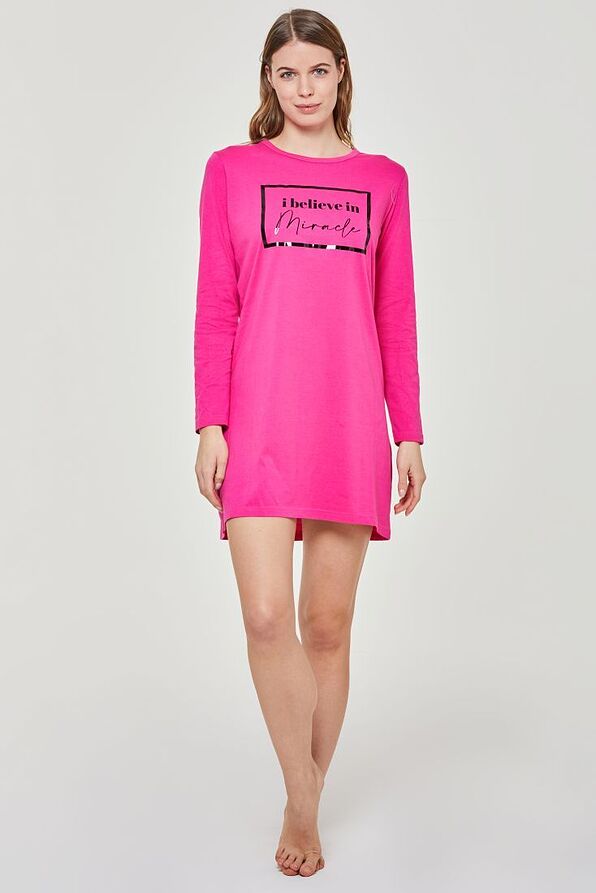 WOMAN MIDI COTTON NIGHTDRESS WITH PRINT VELVET-EFFECT FLOCK, METALIZED OR RAISED DEPENDING ON THE COLOR - ND VALERIANA