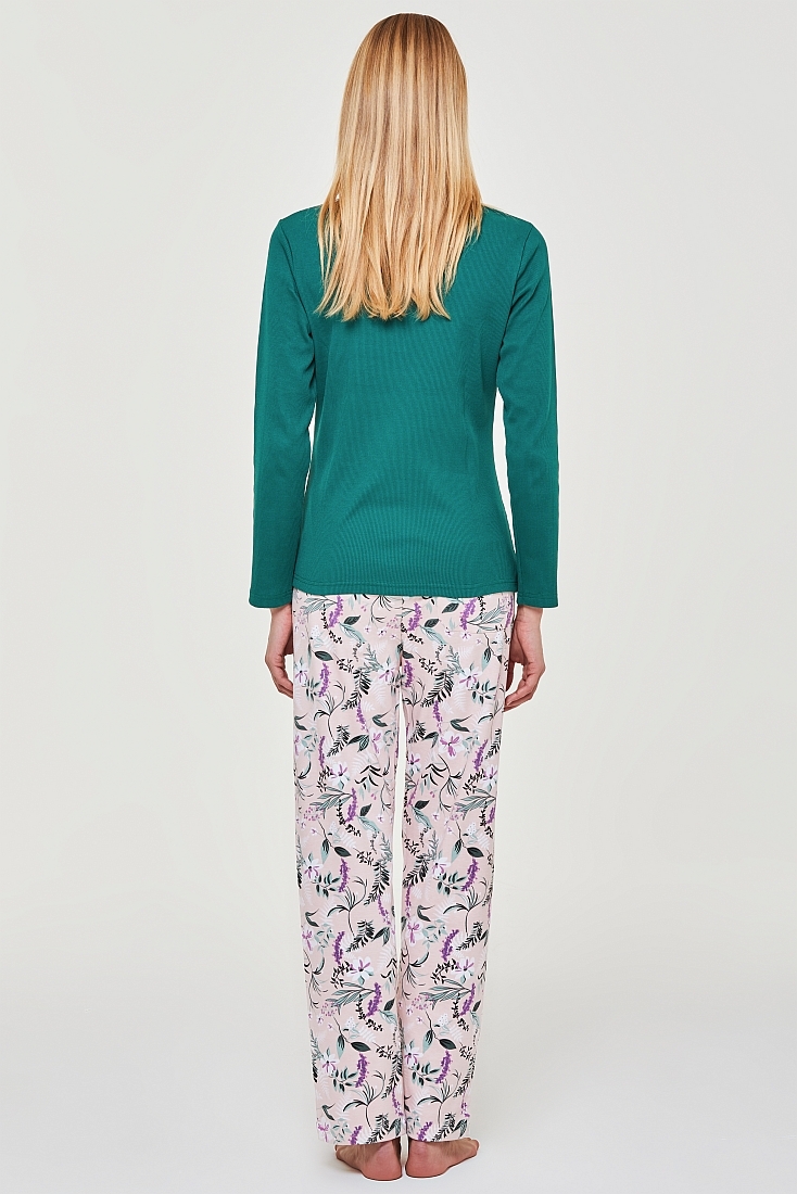 ΓΥΝΑΙΚΕΙΑ ΜΑΚΡΙΑ ΡΙΜΠ ΒΑΜΒΑΚΕΡΗ ΠΙΤΖΑΜΑ ΠΑΤΙΛΕΤΑ ΜΕ ΜΙΚΡΟ ΚΕΝΤΗΜΑ ΚΑΙ FLORAL ΠΑΝΤΕΛΟΝΙ - PJ GINESTRA