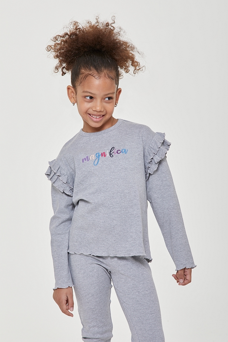 ΚΟΡΙΤΣΙΣΤΙΚΗ ΜΑΚΡΙΑ ΒΑΜΒΑΚΕΡΗ ΠΙΤΖΑΜΑ ΜΟΝΟΧΡΩΜΗ ΜΕ ΚΕΝΤΗΜΑ ΒΟΛΑΝ ΣΤΑ ΜΑΝΙΚΙΑ ΚΑΙ ΠΑΝΤΕΛΟΝΙ ΜΕ ΑΝΟΙΧΤΟ ΜΠΑΤΖΑΚΙ - PJ ALTEA