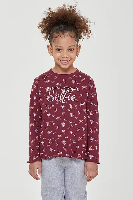 GIRL LONG COTTON PYJAMAS FLORAL WITH PRINT AND OPEN LEGS PANTS WITH WAIST BAND WITH SATIN CORD - PJ ELODIE