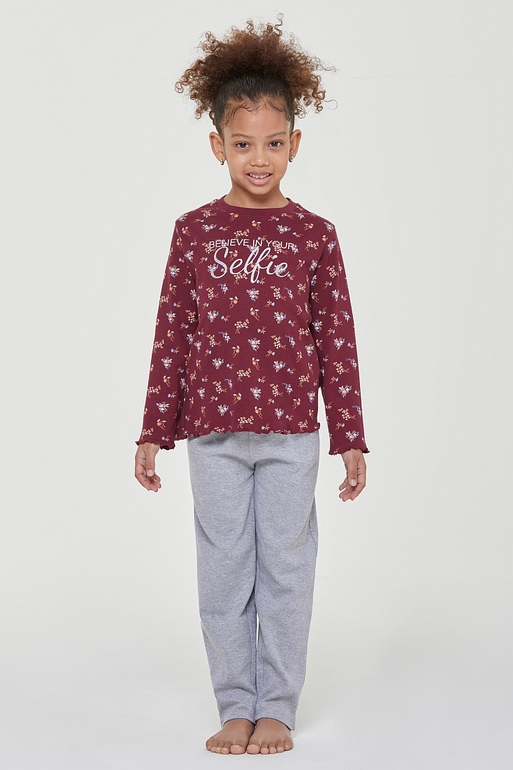 ΚΟΡΙΤΣΙΣΤΙΚΗ ΜΑΚΡΙΑ ΒΑΜΒΑΚΕΡΗ ΠΙΤΖΑΜΑ ΜΕ ΤΥΠΩΜΑ ΚΑΙ ΠΑΝΤΕΛΟΝΙ ΜΕ ΛΑΣΤΙΧΟ ΜΕΣΗΣ ΚΑΙ ΣΑΤΕΝ ΚΟΡΔΟΝΙ  - PJ ELODIE