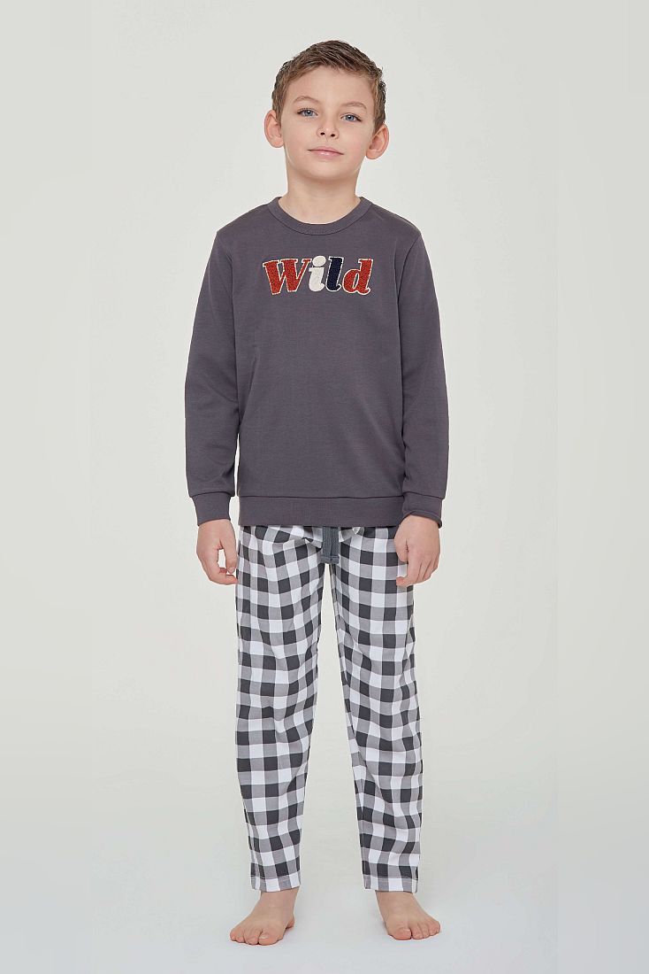 ΑΓΟΡΙΣΤΙΚΗ ΜΑΚΡΙΑ ΒΑΜΒΑΚΕΡΗ ΠΙΤΖΑΜΑ ΜΕ ΤΥΠΩΜΑ ΚΑΙ ΚΑΡΟ ΠΑΝΤΕΛΟΝΙ  ΜΕ ΛΑΣΤΙΧΟ ΜΕΣΗΣ ΚΑΙ ΚΟΡΔΟΝΙ ΚΑΙ ΠΙΣΩ ΤΣΕΠΗ - PJ ELVIO