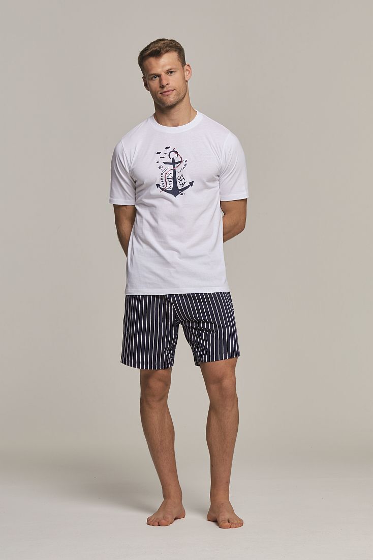 ΑΝΔΡΙΚΗ ΚΟΝΤΗ ΒΑΜΒΑΚΕΡΗ ΠΙΤΖΑΜΑ ΜΕ ΡΙΓΕ ΣΟΡΤΣ ΠΙΣΩ ΤΣΕΠΗ ΚΑΙ ΣΤΑΜΠΑ ΜΕ ΝΑΥΤΙΚΟ ΘΕΜΑ - PJ VITTORIO