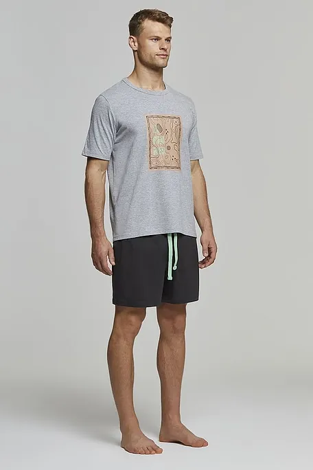 ΑΝΔΡΙΚΗ ΚΟΝΤΗ ΒΑΜΒΑΚΕΡΗ ΠΙΤΖΑΜΑ ΜΕ ΠΙΣΩ ΤΣΕΠΗ ΚΑΙ ΣΤΑΜΠΑ ΜΕ ΣΧΕΔΙΟ ΧΑΡΤΗ - PJ SIMONE