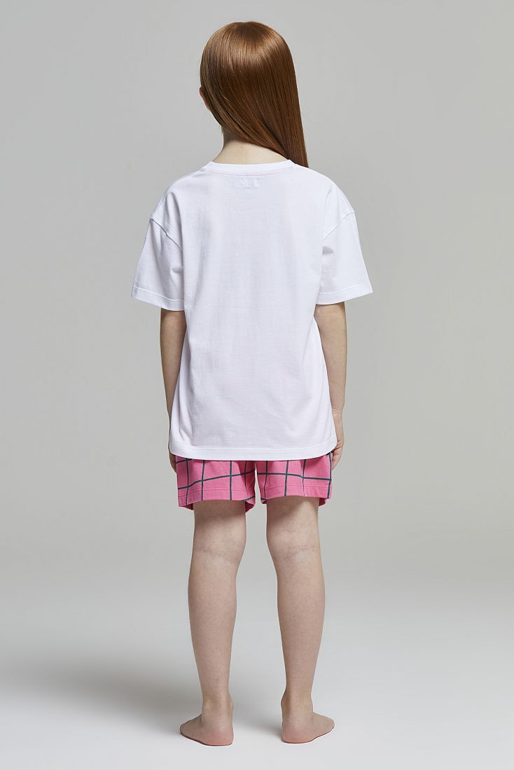 ΚΟΡΙΣΤΙΣΤΙΚΗ ΚΟΝΤΗ ΒΑΜΒΑΚΕΡΗ ΠΙΤΖΑΜΑ ΜΕ ΣΟΡΤΣ ΣΕ ΚΑΡΟ ΣΧΕΔΙΟ ΠΙΣΩ ΤΣΕΠΗ ΚΑΙ GLITTER ΣΤΑΜΠΑ HAPPY - PJ MAGDA