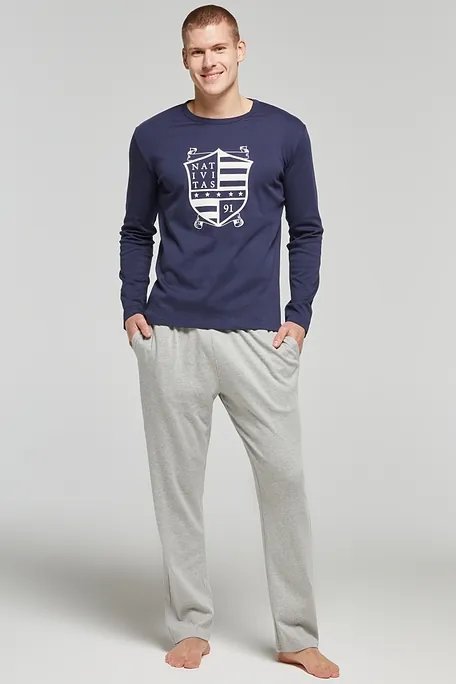 ΑΝΔΡΙΚΗ ΒΑΜΒΑΚΕΡΗ ΙΝΤΕΡΛΟΚ ΠΙΤΖΑΜΑ ΜΟΝΟΧΡΩΜΗ ΜΕ ΣΤΑΜΠΑ ΘΥΡΕΟ & ΠΛΑΪΝΕΣ ΤΣΕΠΕΣ-PJ WALTER