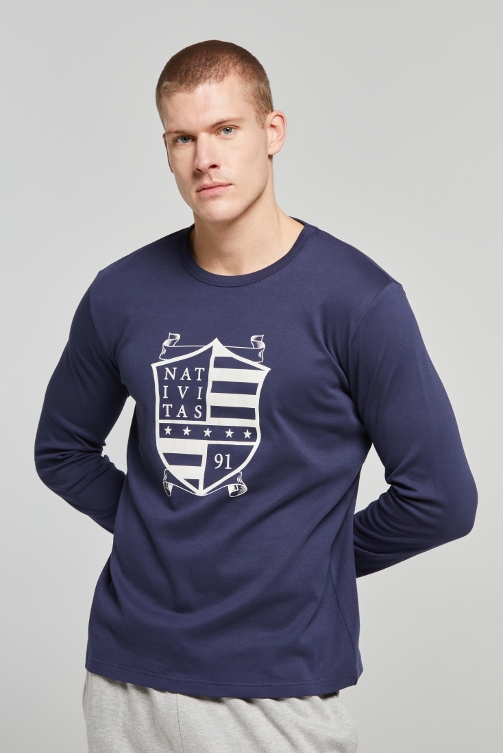 ΑΝΔΡΙΚΗ ΒΑΜΒΑΚΕΡΗ ΙΝΤΕΡΛΟΚ ΠΙΤΖΑΜΑ ΜΟΝΟΧΡΩΜΗ ΜΕ ΣΤΑΜΠΑ ΘΥΡΕΟ & ΠΛΑΪΝΕΣ ΤΣΕΠΕΣ-PJ WALTER