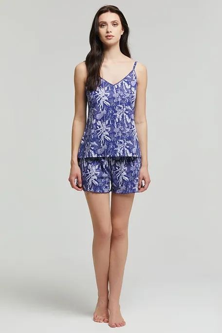 ΓΥΝΑΙΚΕΙΑ ΚΟΝΤΗ ΒΑΜΒΑΚΕΡΗ ΠΙΤΖΑΜΑ ΜΕ TROPICAL ΣΧΕΔΙΟ & ΠΙΣΩ ΤΣΕΠΗ-PJ MONICA