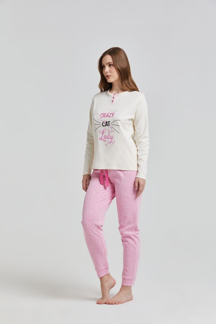 ΓΥΝΑΙΚΕΙΑ ΒΑΜΒΑΚΕΡΗ ΙΝΤΕΡΛΟΚ ΠΙΤΖΑΜΑ ΠΑΤΙΛΕΤΑ ΤΥΠΩΜΑ CRAZY CAT LUREX ΠΑΝΤΕΛΟΝΙ ΜΕ ΚΟΡΔΟΝΙ ΜΕΣΗΣ & ΠΙΣΩ ΤΣΕΠΗ-MANITOBA