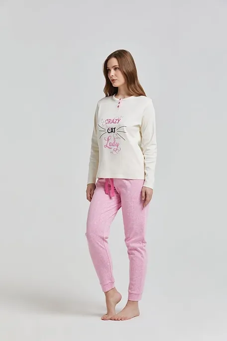 ΓΥΝΑΙΚΕΙΑ ΒΑΜΒΑΚΕΡΗ ΙΝΤΕΡΛΟΚ ΠΙΤΖΑΜΑ ΠΑΤΙΛΕΤΑ ΤΥΠΩΜΑ CRAZY CAT LUREX ΠΑΝΤΕΛΟΝΙ ΜΕ ΚΟΡΔΟΝΙ ΜΕΣΗΣ & ΠΙΣΩ ΤΣΕΠΗ-MANITOBA