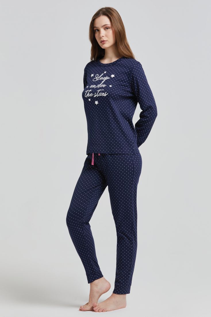 ΓΥΝΑΙΚΕΙΑ ΒΑΜΒΑΚΕΡΗ ΙΝΤΕΡΛΟΚ ΠΙΤΖΑΜΑ ΠΟΥΑ ΑΝΑΓΛΥΦΟ ΤΥΠΩΜΑ SLEEP UNDER STARS & ΠΑΝΤΕΛΟΝΙ ΜΕ ΠΙΣΩ ΤΣΕΠΗ-BRETAGNA