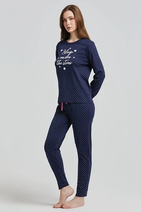 ΓΥΝΑΙΚΕΙΑ ΒΑΜΒΑΚΕΡΗ ΙΝΤΕΡΛΟΚ ΠΙΤΖΑΜΑ ΠΟΥΑ ΑΝΑΓΛΥΦΟ ΤΥΠΩΜΑ SLEEP UNDER STARS & ΠΑΝΤΕΛΟΝΙ ΜΕ ΠΙΣΩ ΤΣΕΠΗ-BRETAGNA