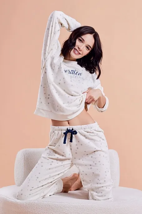 FLEECE ΓΥΝΑΙΚΕΙΑ ΠΙΤΖΑΜΑ ΜΕ ΜΟΤΙΒΟ ΑΣΤΕΡΙΑ ΠΑΝΤΕΛΟΝΙ ΜΕ ΚΟΡΔΟΝΙ ΜΕΣΗΣ & ΤΣΕΠΗ ΣΤΟ ΠΙΣΩ ΜΕΡΟΣ-PJ LAPPONIA