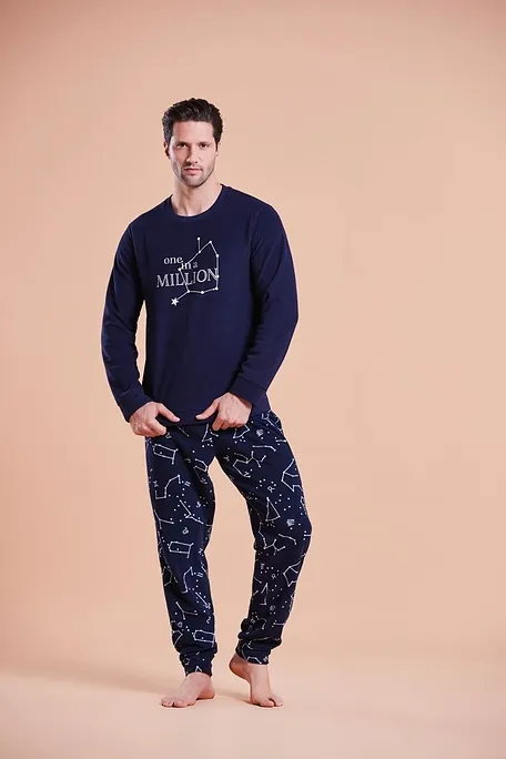 FLEECE ΑΝΔΡΙΚΗ ΠΙΤΖΑΜΑ ΜΕ ΜΟΤΙΒΟ ΑΣΤΕΡΙΣΜΟΥΣ ΠΑΝΤΕΛΟΝΙ ΜΕ ΠΙΣΩ ΤΣΕΠΗ & ΚΟΡΔΟΝΙ ΜΕΣΗΣ-PJ FINLANDIA