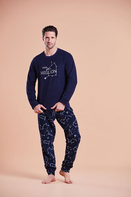 FLEECE ΑΝΔΡΙΚΗ ΠΙΤΖΑΜΑ ΜΕ ΜΟΤΙΒΟ ΑΣΤΕΡΙΣΜΟΥΣ ΠΑΝΤΕΛΟΝΙ ΜΕ ΠΙΣΩ ΤΣΕΠΗ & ΚΟΡΔΟΝΙ ΜΕΣΗΣ-PJ FINLANDIA