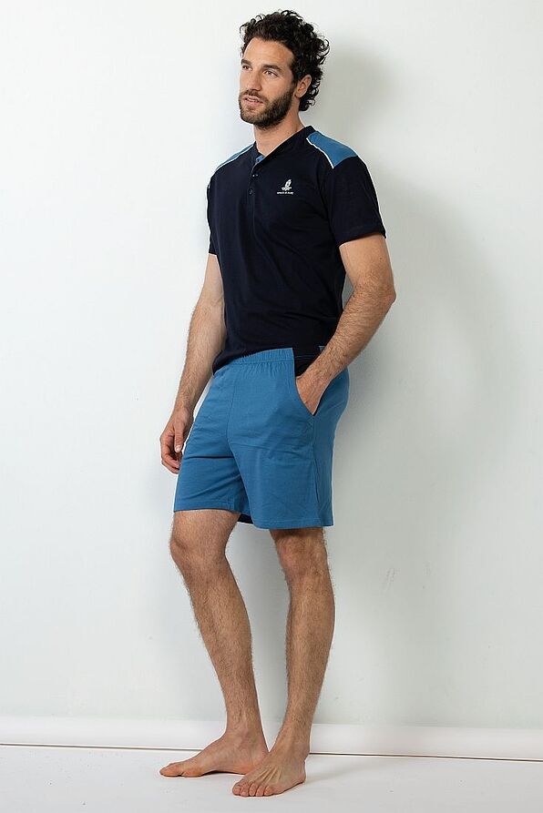 MAN SHORT COTTON PYJAMAS WITH BUTTON OPENING AND POCKETS