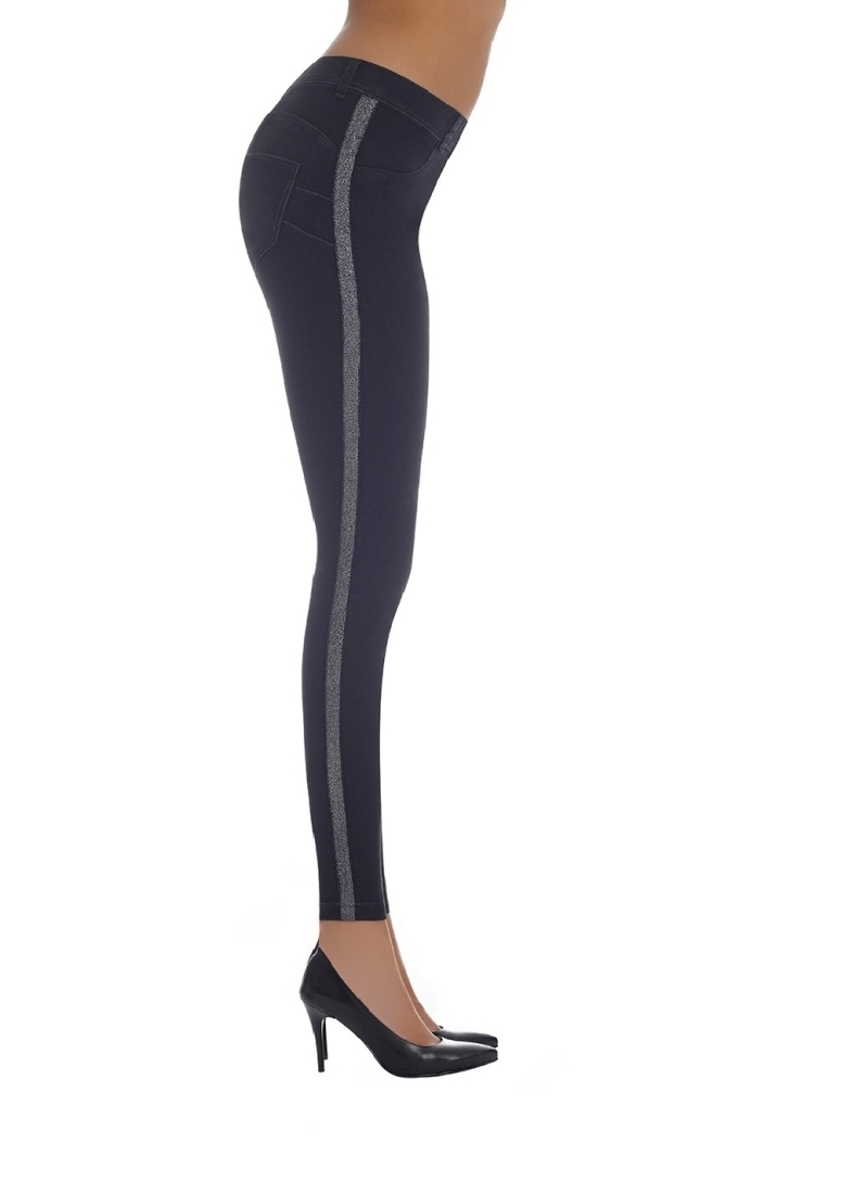 BB TONI - ΕΛΑΣΤΙΚΟ ΒΑΜΒΑΚΕΡΟ BODYSHAPING ΤΖΙΝ ΠΑΝΤΕΛΟΝΙ ΚΟΛΑΝ 300DEN. ΜΕ ΑΣΗΜΕΝΙΑ LUREX ΛΩΡΙΔΑ ΣΤΟ ΠΛΑΙ, ΚΑΛΥΠΤΕΙ ΠΛΗΡΩΣ.