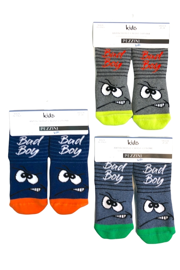 BOY COTTON FASHION SOCKS WITH ABS AND CARTOON FACE MOTIF