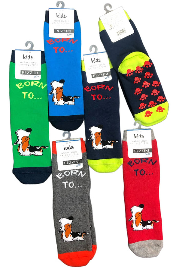BOY COMBED COTTON ABS SOCKS WITH DOG PATTERN