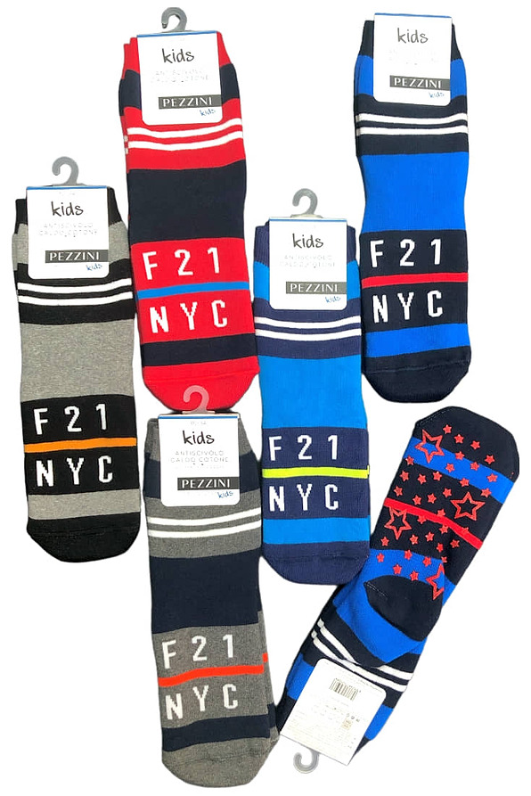 BOY COMBED COTTON ABS SOCKS WITH STRIPY F21 NYC PATTERN