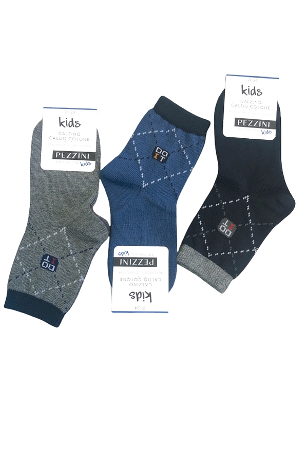 BOY COTTON FASHION SOCKS WITH TARTAN OR LITTLE TREFOILS PATTERN