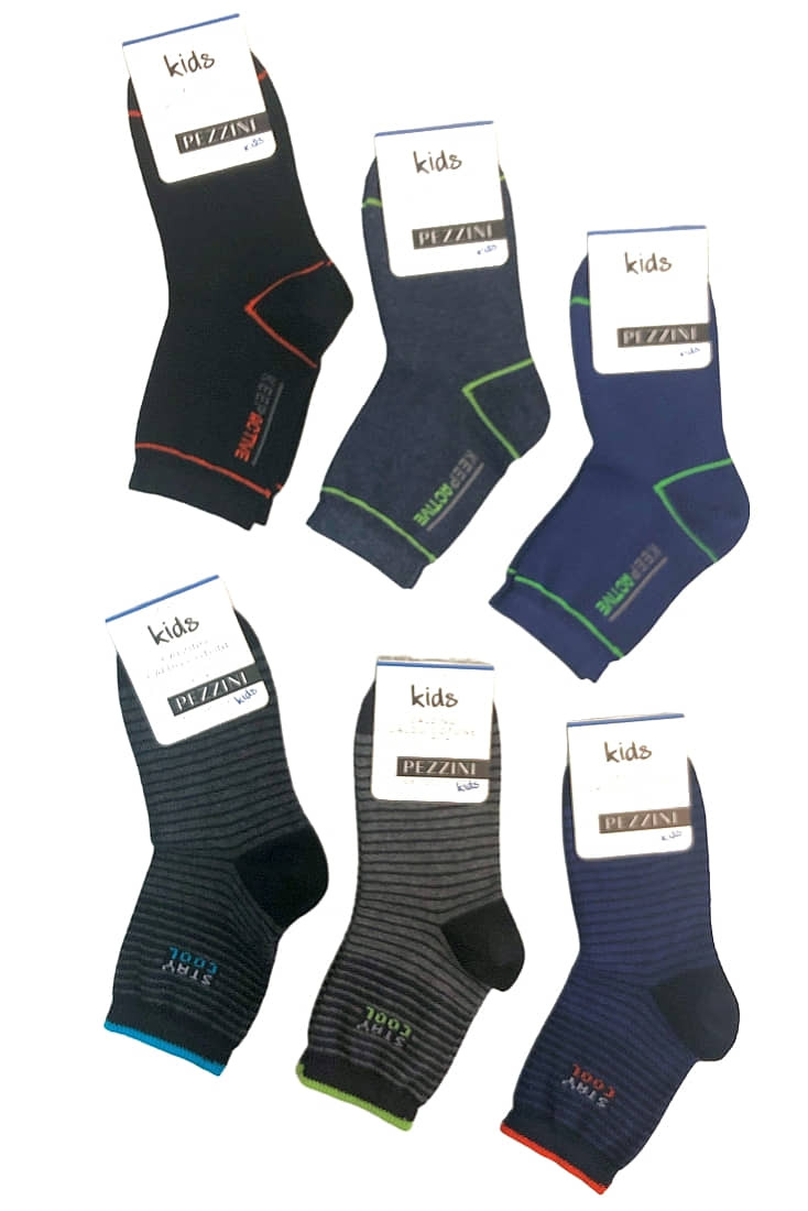 BOY COMBED COTTON SOCKS PLAIN OR STRIPY
