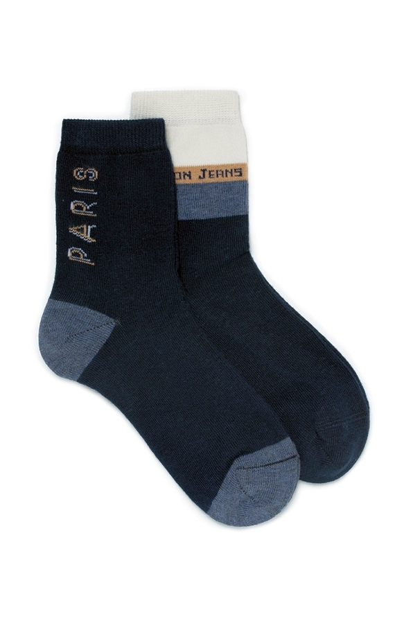 ΒΟΥ COMBED COTTON SOCKS WITH LONDON OR PARIS MOTIF AND SEAMLESS TOES