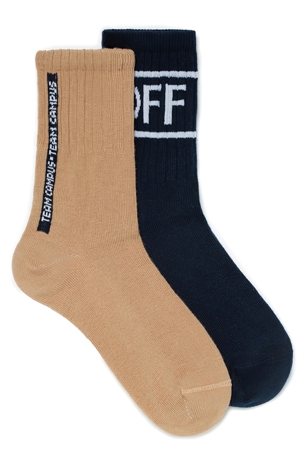 ΒΟΥ COMBED COTTON SOCKS WITH OFF OR TEAM CAMPUS MOTIF AND SEAMLESS TOES